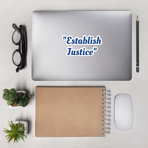 "Establish Justice" stickers